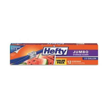 Reynolds Hefty, SLIDER BAGS, 2.5 GAL, 0.9 MIL, 14.38in X 9in, CLEAR, 108PK R83812CT